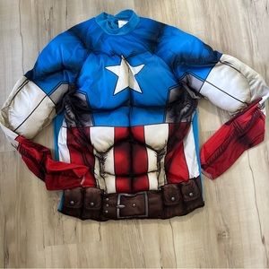 Marvel men's Halloween captain America puffed arms and abs costume, size L, nwot